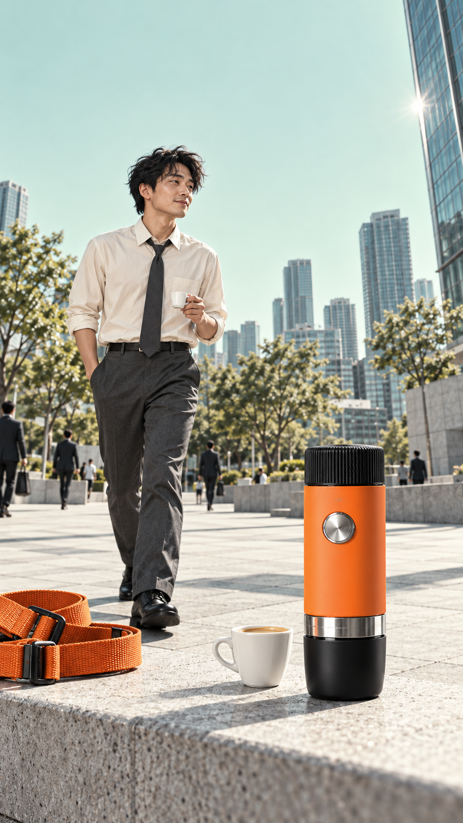 Concept reference of the orange portable coffee maker