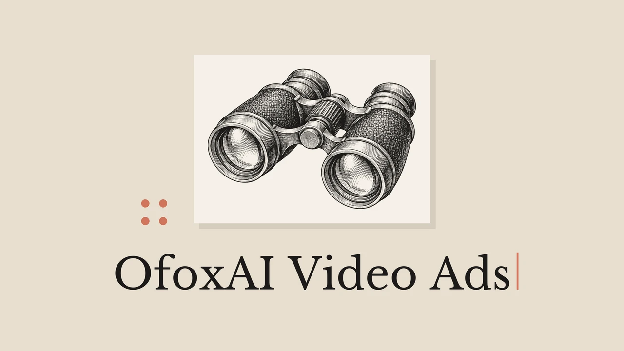 OfoxAI Video Ads — binoculars line illustration