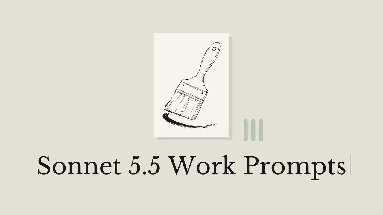 絵筆の線画と「Sonnet 5.5 Work Prompts」のタイトル。