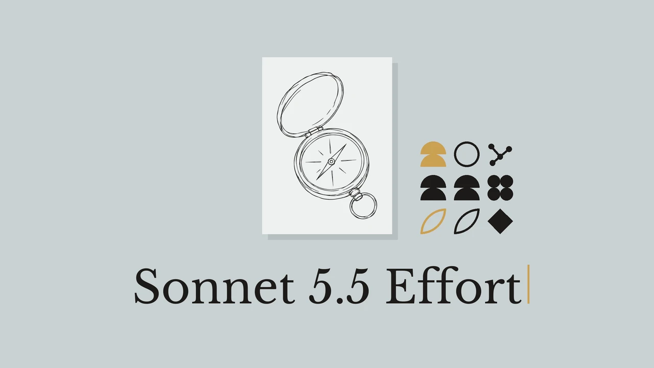 コンパスの線画と「Sonnet 5.5 Effort」のタイトル。