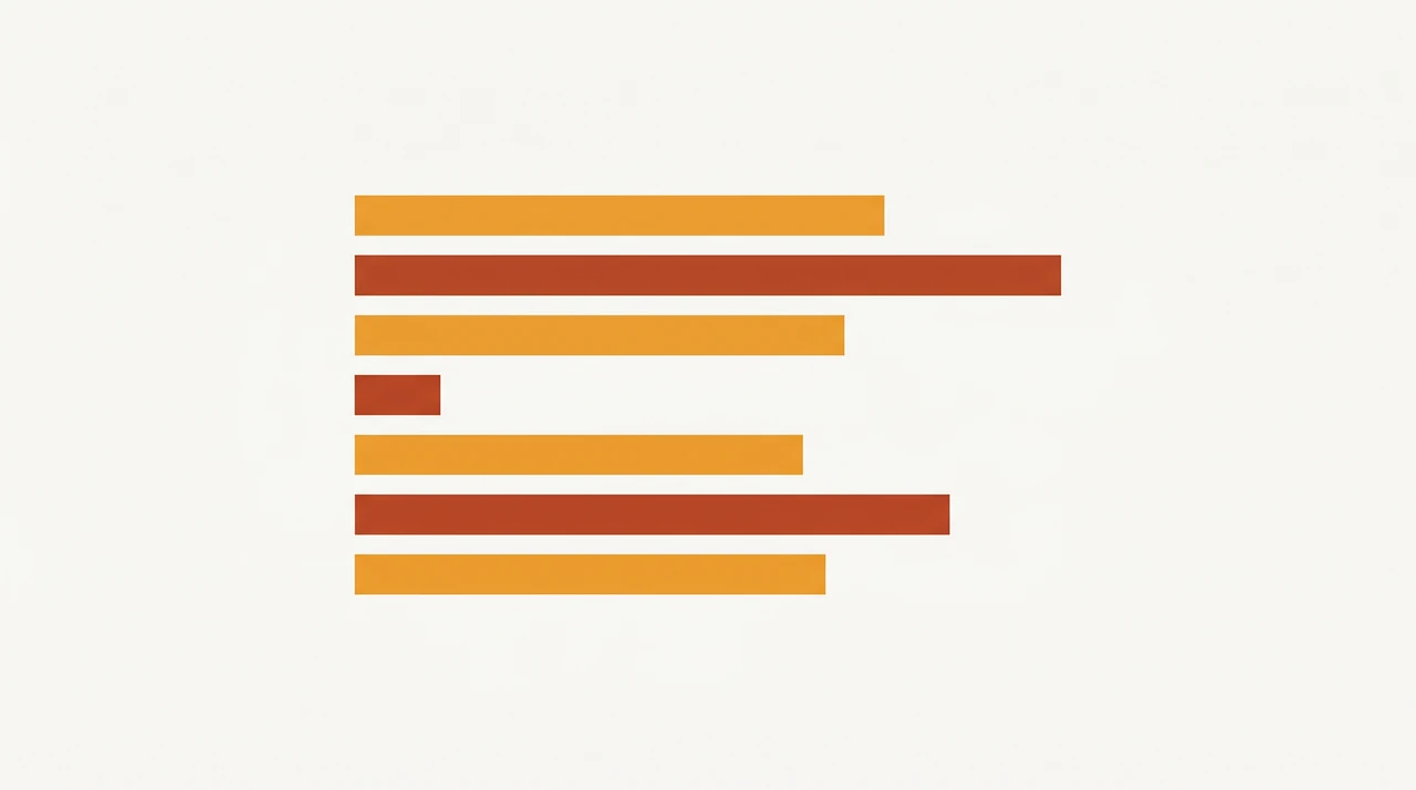 Minimalist data visualization with warm amber price comparison bars on a clean off-white background, abstract cost reduction concept