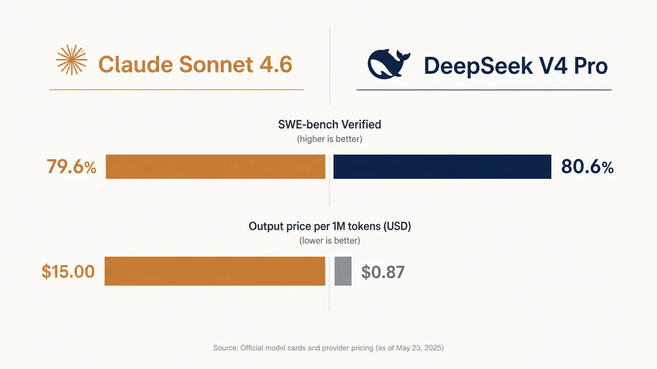 Claude Sonnet 4.6 与 DeepSeek V4 Pro 编程能力对比可视化